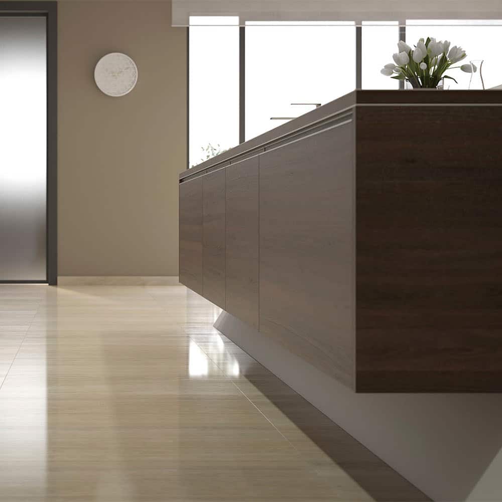 Mueble de diseño minimalista para la cocina con acabado en madera