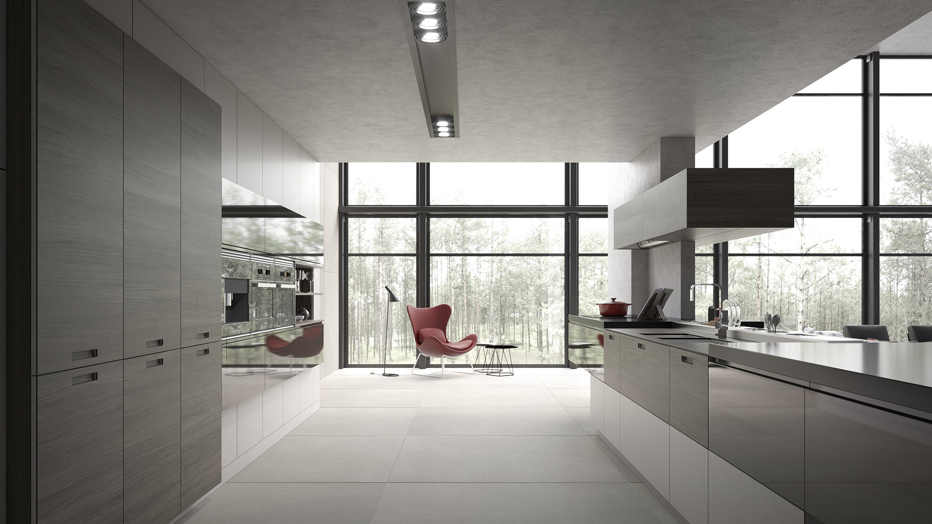 Originality with lines and combination of different materials to create a unique kitchen